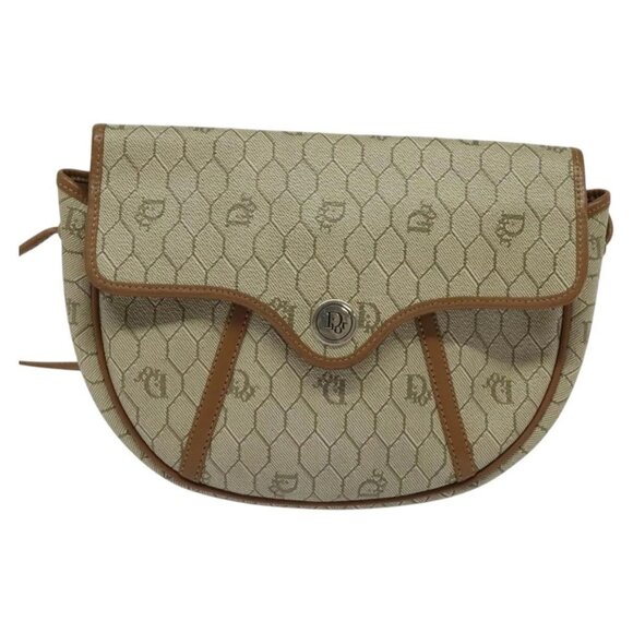 Christian Dior Honeycomb Canvas Shoulder Bag PVC Beige Gold Auth ar13702 - Picture 10 of 15